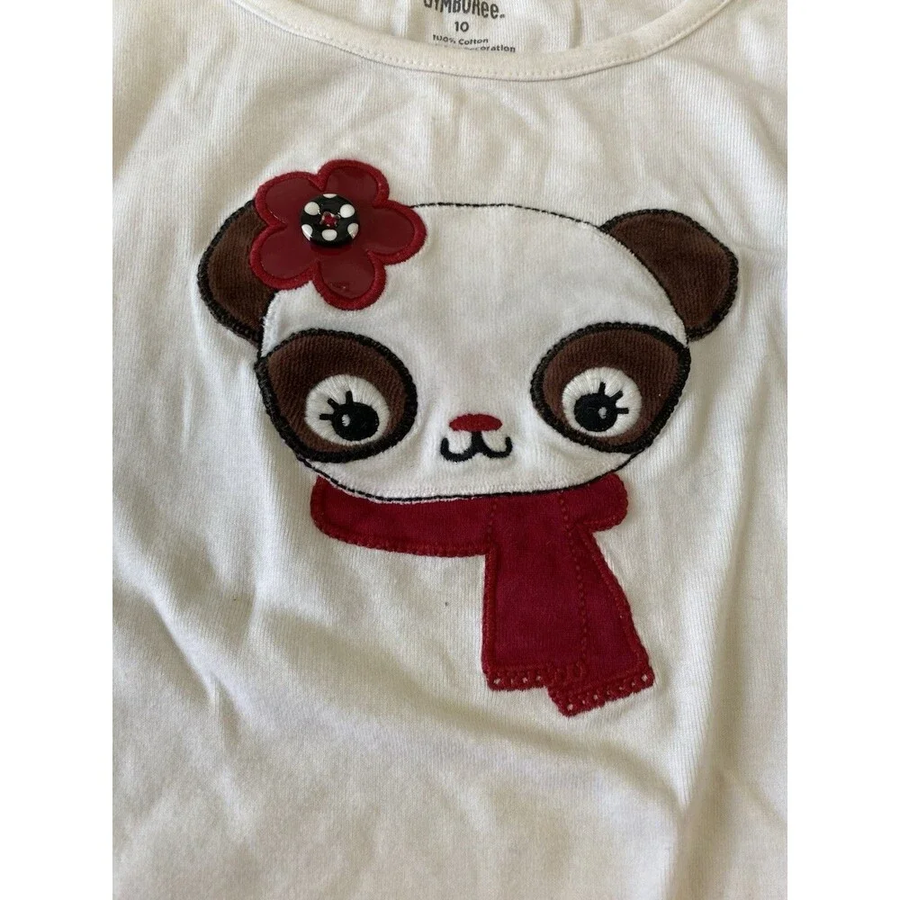Gymboree Girl 10 Long Sleeve T-shirt Panda White